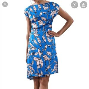 Reiss blue floral satin dress